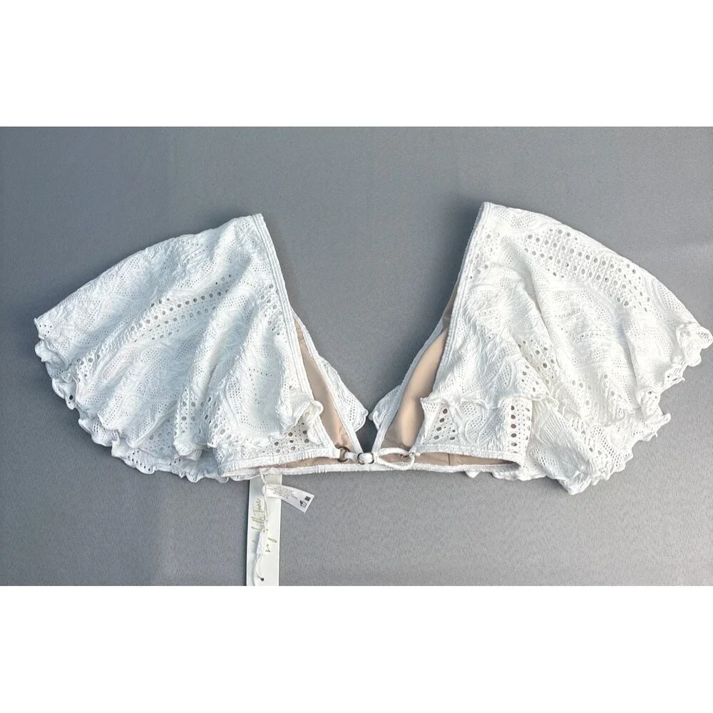 New S Bikini Mia Ruffle Sleeve Crop Top Skimpy or Full Bottom Lined Padded $188 - Picture 9 of 12